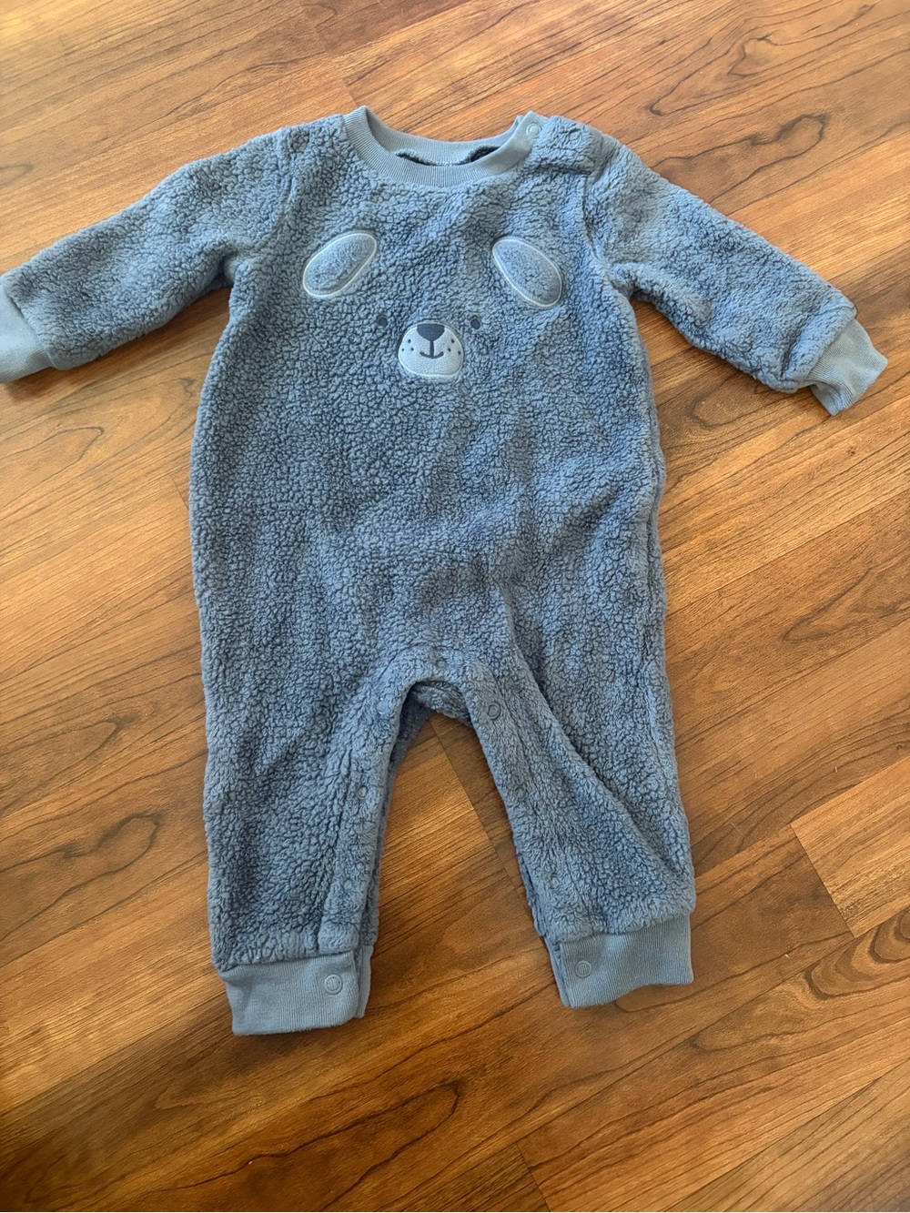 Carter's Light Blue Plush Bear Footie One-Piece